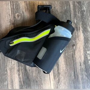 Nike Black and Neon Yellow Belt Bag